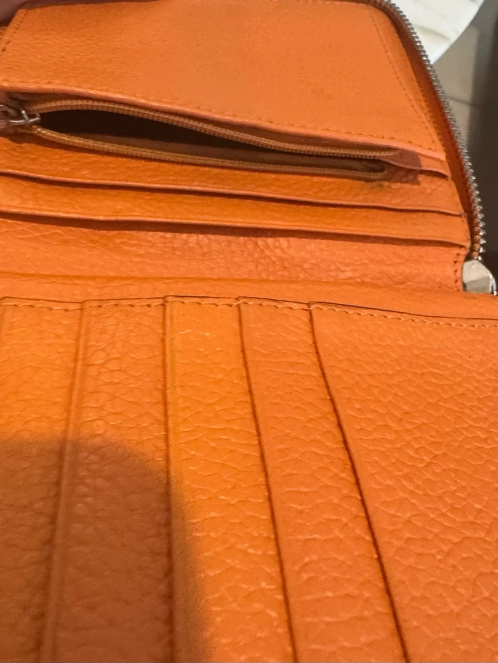 BCBGMaxAzria Orange Pebbled Leather Wristlet Clutch